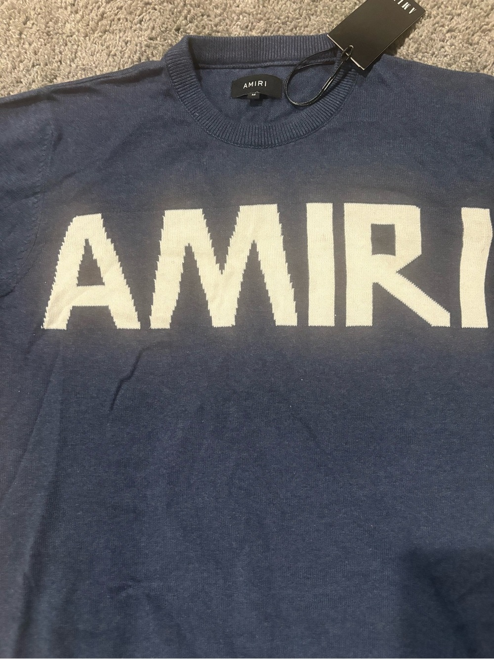 AMIRI Navy Crewneck Sweater with White Logo - Picture 2 of 2